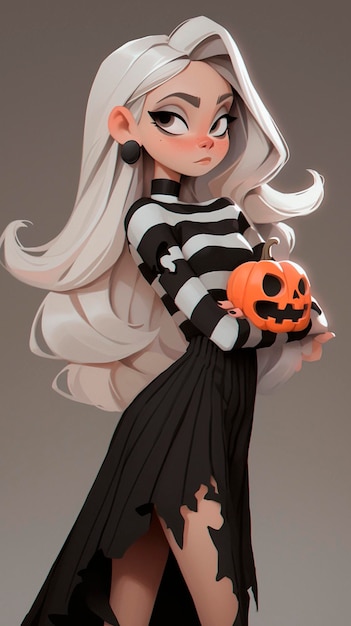 Halloween girl As a disney pixar animation style 3d