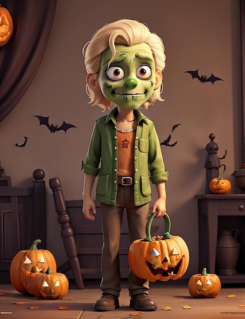 A Halloween girl character background Photo Ai Generated