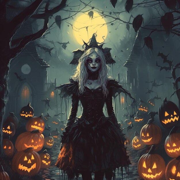 Хэллоуинская девушка косплей Хэллоуйн Счастливого Хэллоуина страшного
