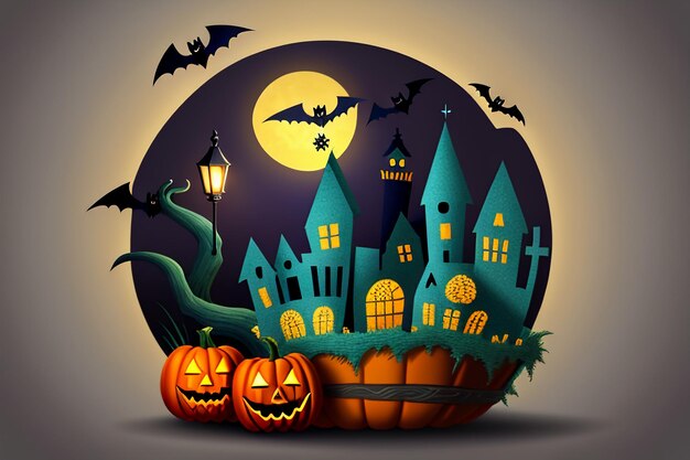 Halloween girl giving halloween gift event promo wallpaper background illustration