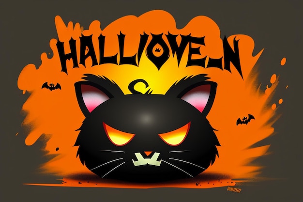 Photo halloween girl giving halloween gift event promo wallpaper background illustration