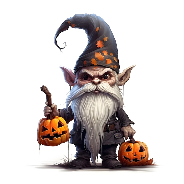 Halloween-gnome op witte achtergrond