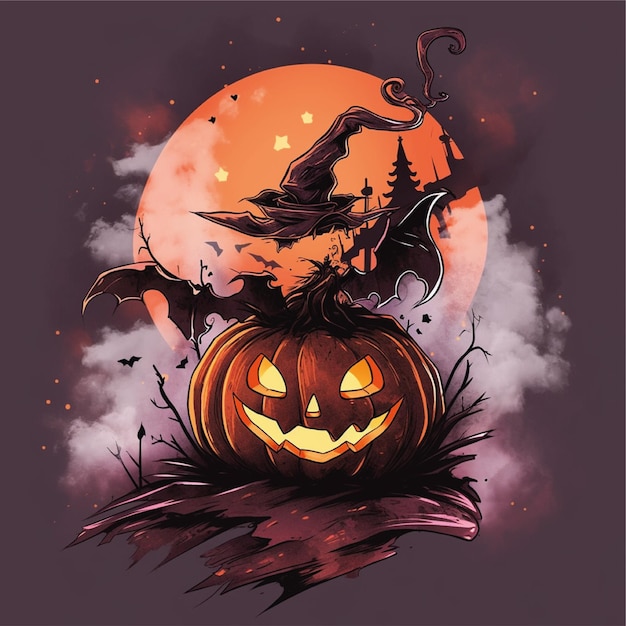 halloween grafische t-shirt kunstwerk illustratie