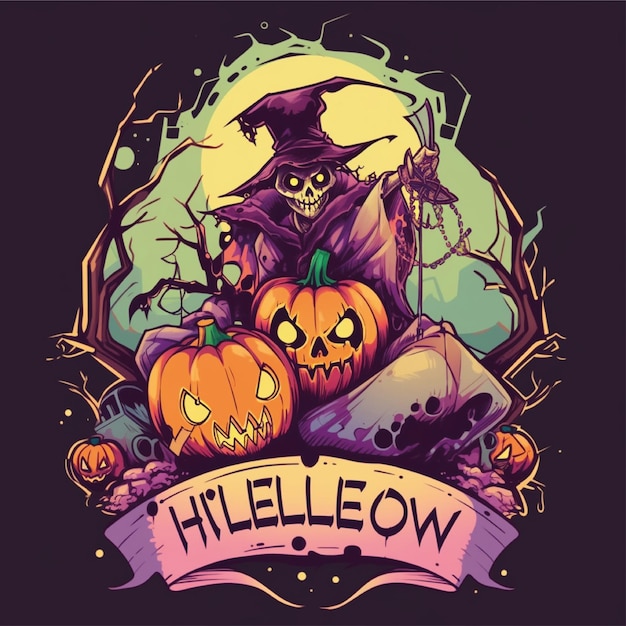 halloween grafische t-shirt kunstwerk illustratie