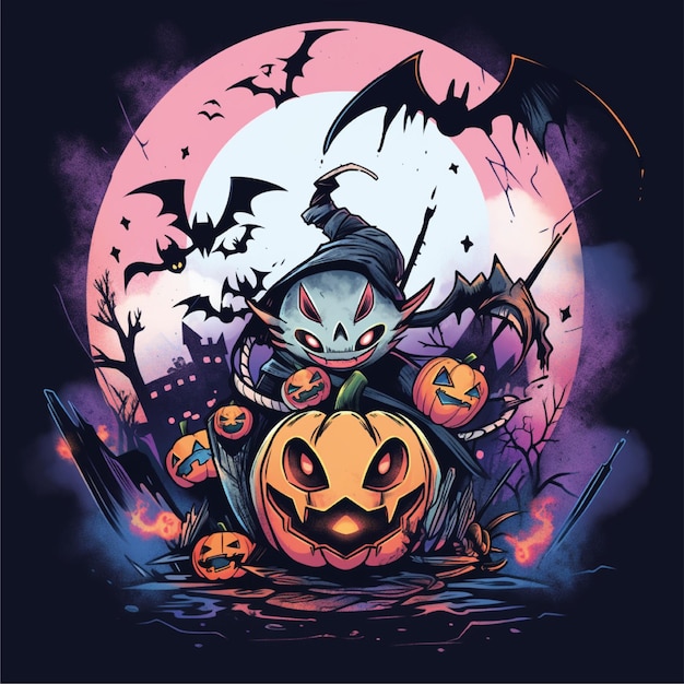 halloween grafische t-shirt kunstwerk illustratie