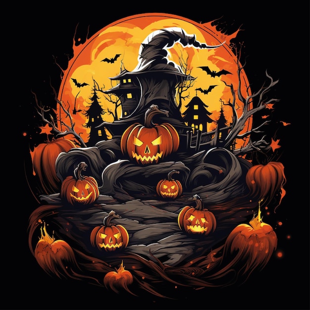 halloween grafische t-shirt kunstwerk illustratie