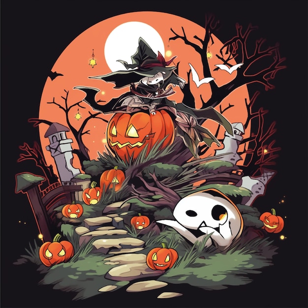 halloween grafische t-shirt kunstwerk illustratie