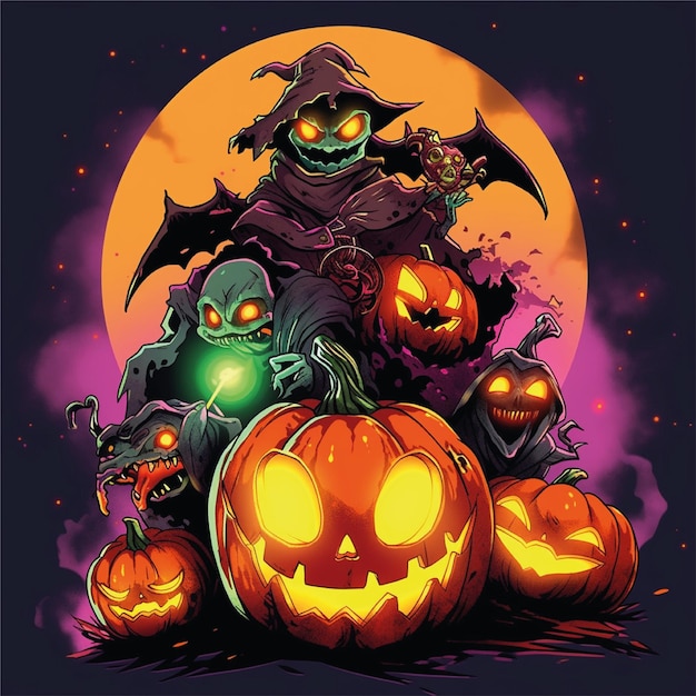 halloween grafische t-shirt kunstwerk illustratie