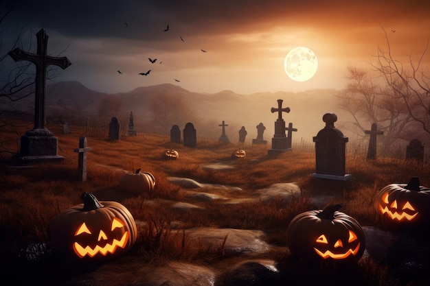 Halloween graveyard Generate Ai