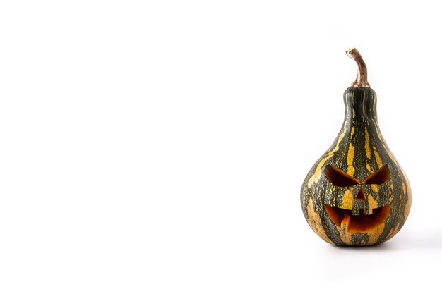 Halloween green pumpkin isolated on white background