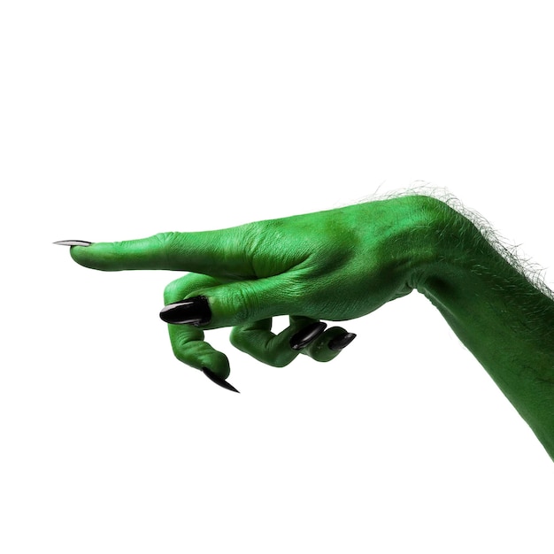 ハロウィーンの緑の魔女またはゾンビモンスターの手