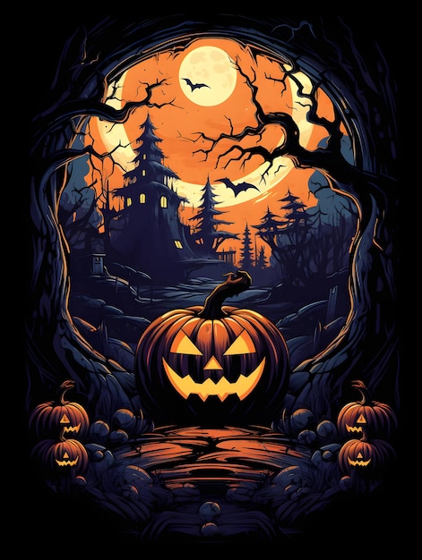Halloween Greetings card beautiful background design spooky scary wallpaper Generative AI
