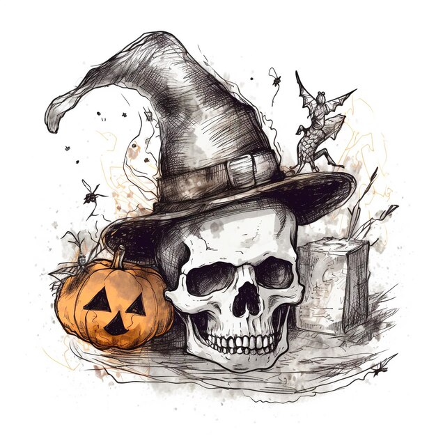 Foto halloween griezelige doodle sketch