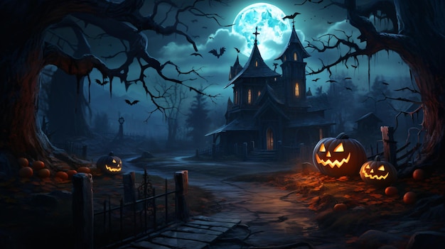 Halloween griezelige nachtelijke scène