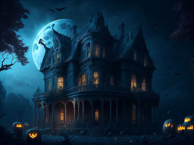 Halloween haunted house ai generative