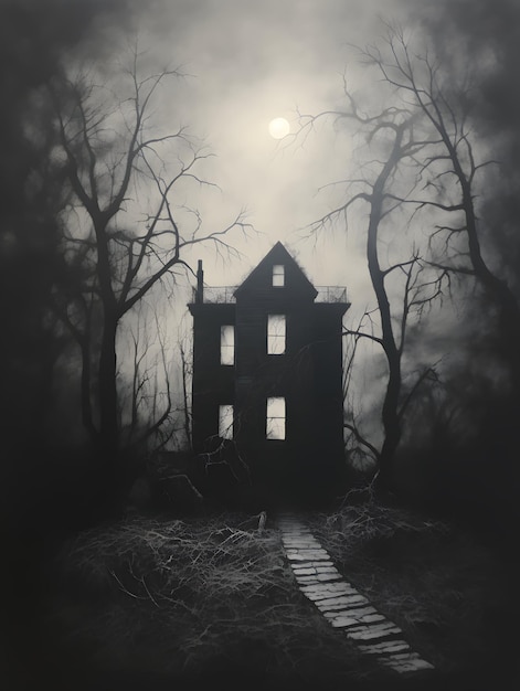 Halloween haunted house background illustration wallpaper design