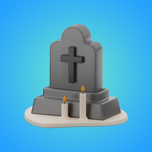 Halloween headstone icon set 3d rendering on isolated background