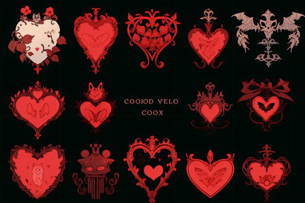 Halloween Hearts Delight Whimsical Clip Art Set for Journaling and Nails