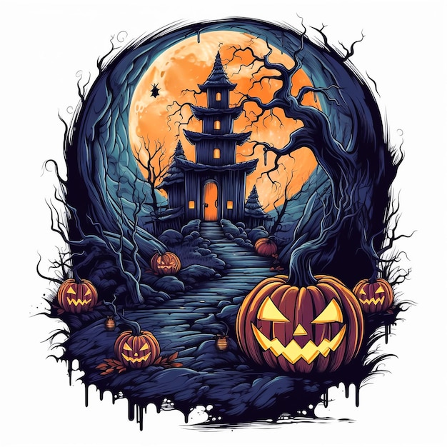 Halloween-heks die een hoedenillustratie draagt