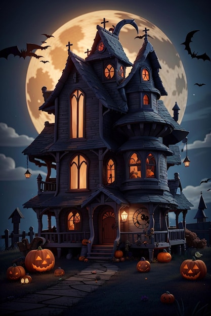 halloween heks huis donkere nacht stemming