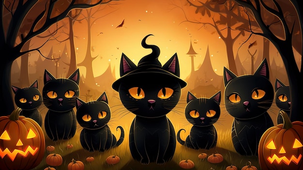 Halloween heksige cottagecore zwarte katten