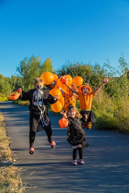 Halloween holiday child in costume selective focus kid person