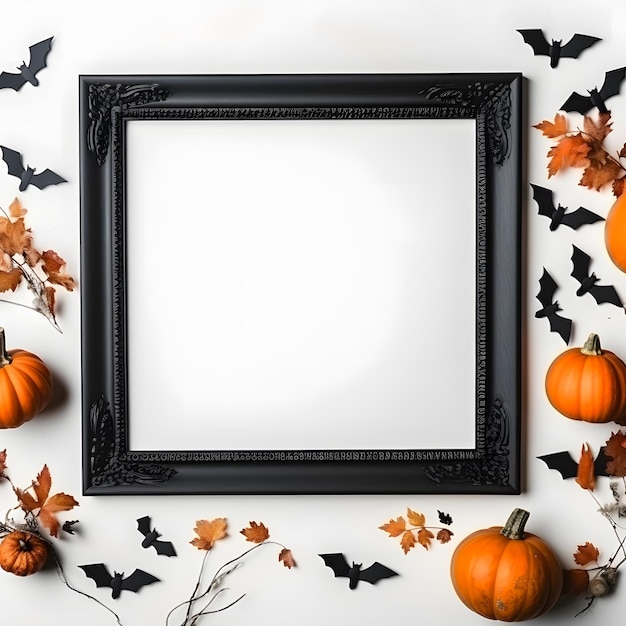 Halloween holiday concept Blank canvas frame for halloween congratulation Mockup poster ai genera