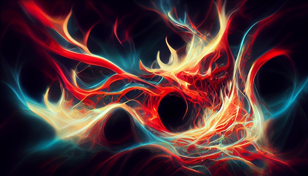 Halloween horror digital art abstract thief of red fire background