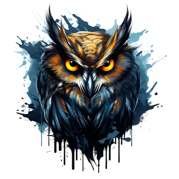 Halloween horror owl on white background