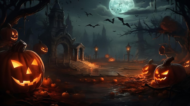 Halloween Horror thema Concept Art verlaten wildernis