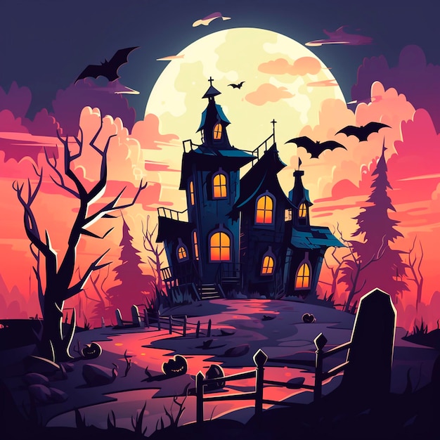 halloween house illustration