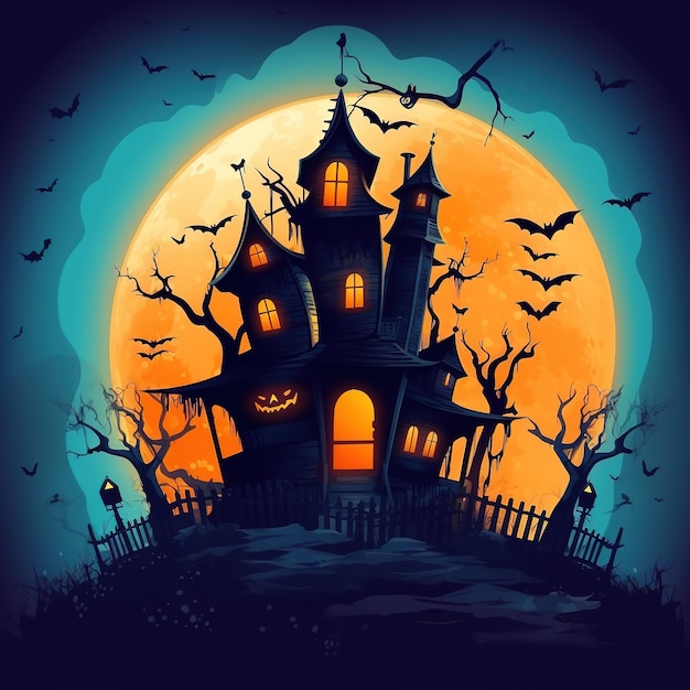 halloween house illustration