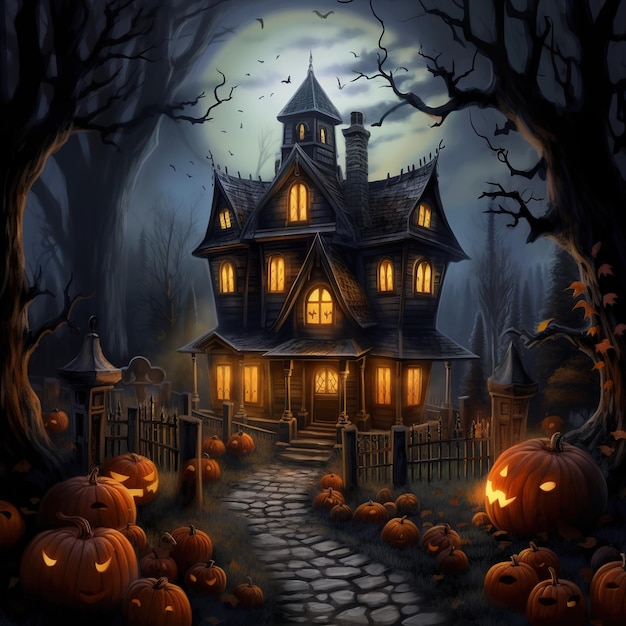 Иллюстрация дома на Хэллоуин