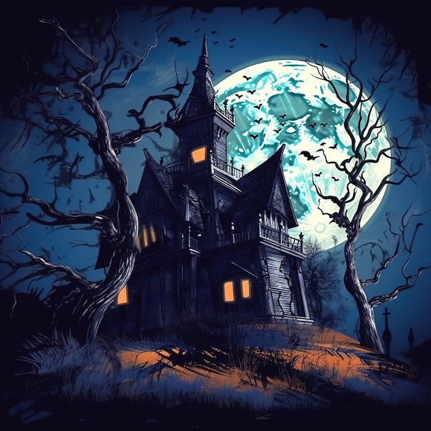 halloween house illustration