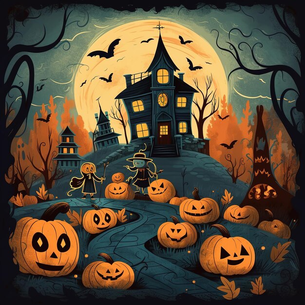 halloween house illustration