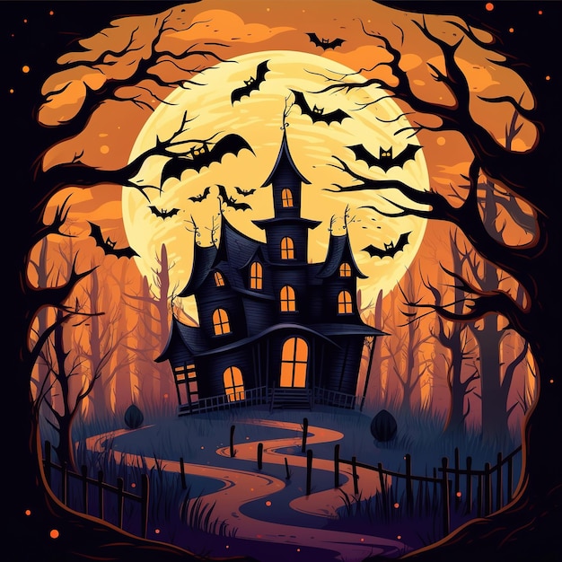 halloween house illustration