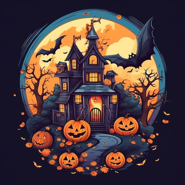 Halloween house illustration