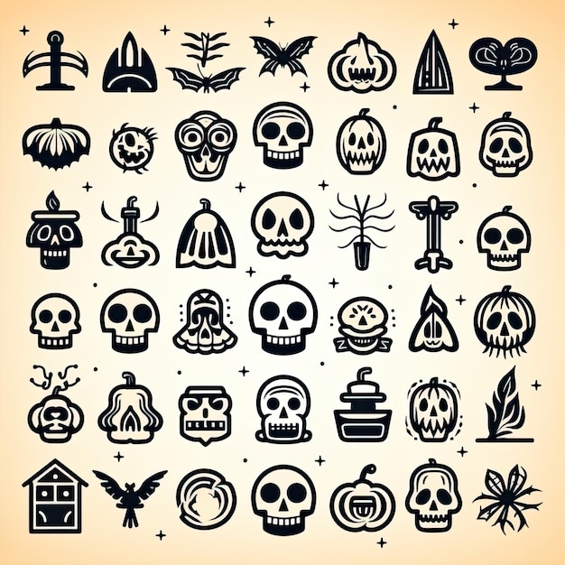 Photo halloween icons illustration