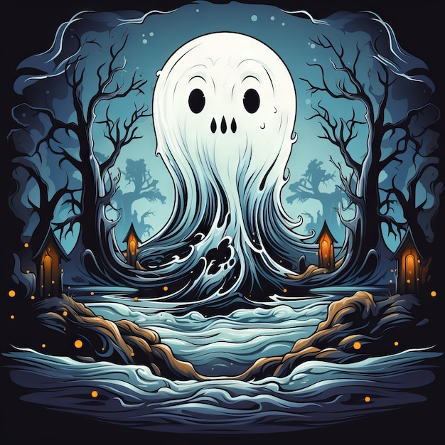 Halloween-illustratie van een ontwerp van de spookkunst
