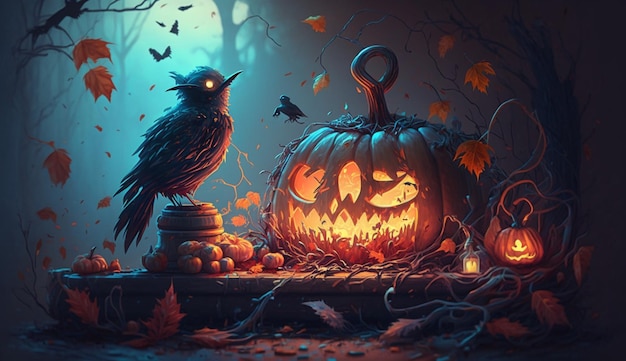 Halloween illustration colorfull Generative AI