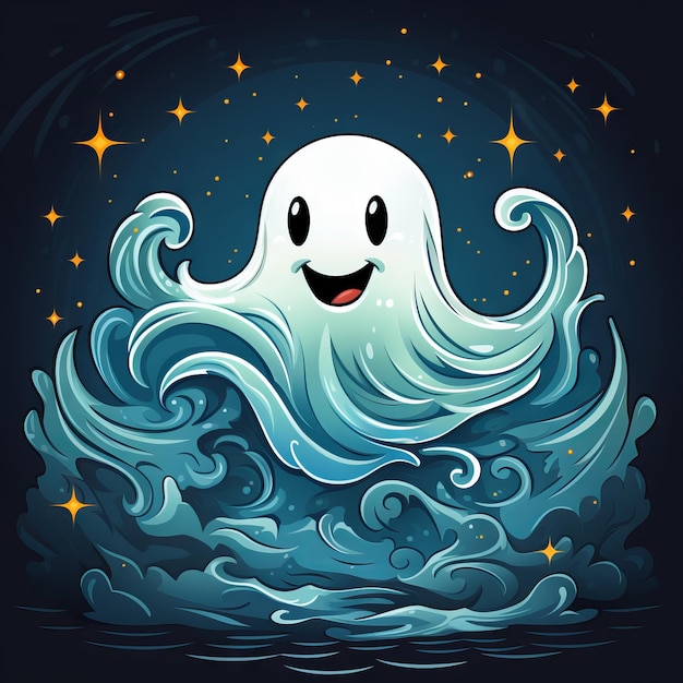 Halloween illustration of a ghost art design