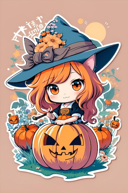 halloween illustration halloween girl pumpkin illustration cute witch