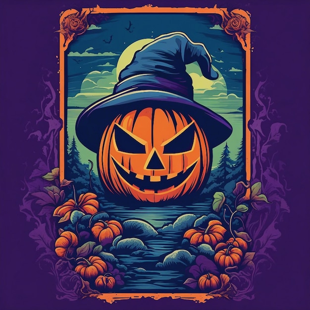 Halloween illustration for tshirt print