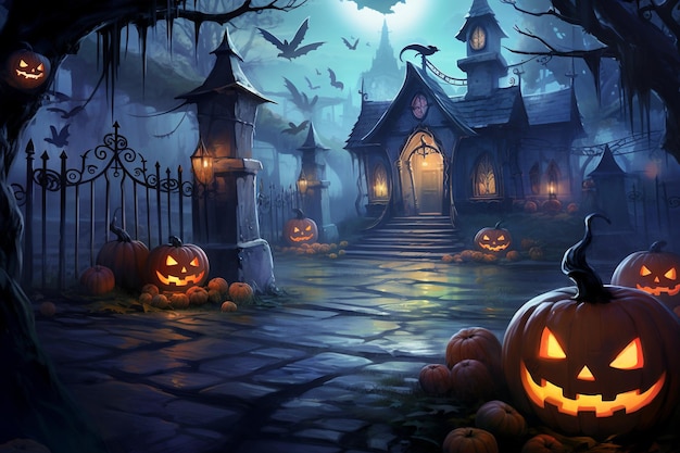 Halloween image spooky house