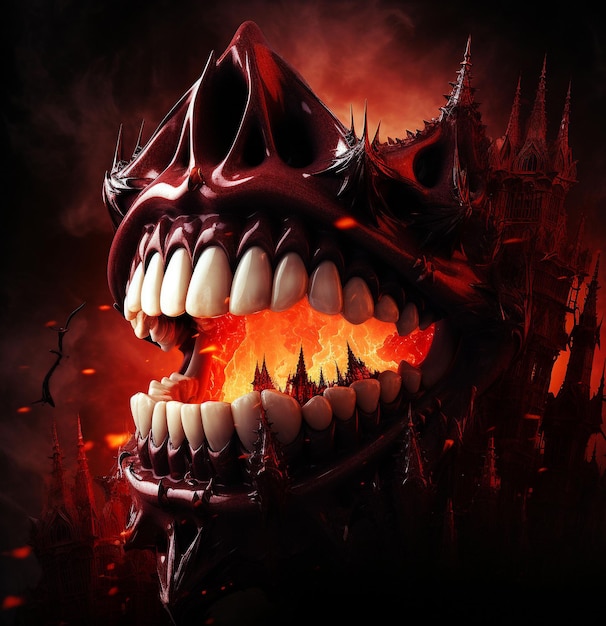 Halloween image with vampire teeth