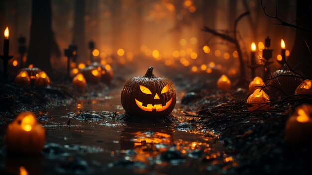 halloween instelling HD 8k behang papier Stock fotografische afbeelding