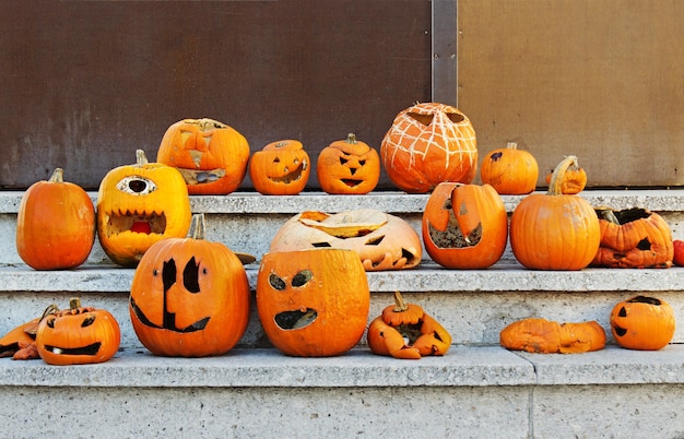 Photo halloween is finished, pumpkins are defaced.