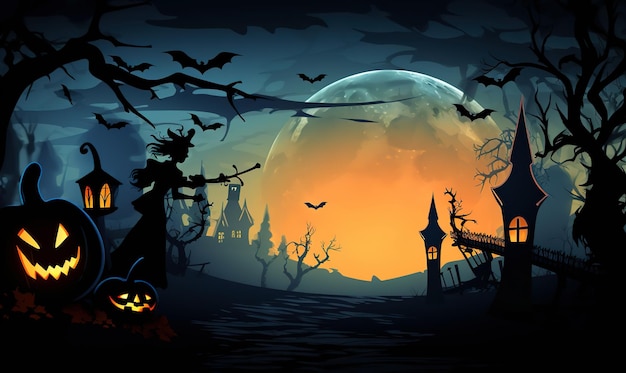 Halloween is set in the forest and moon at night