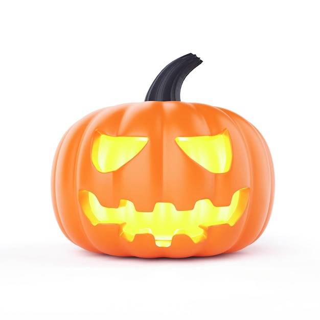 Halloween Jack O Lantern pompoen op geïsoleerde witte achtergrond Object en vakantie festival concept 3D illustratie rendering