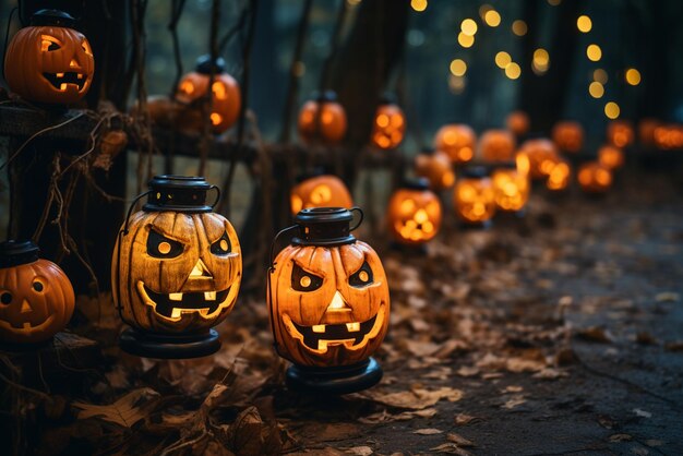 Halloween Jack O' Lanterns in A Garden